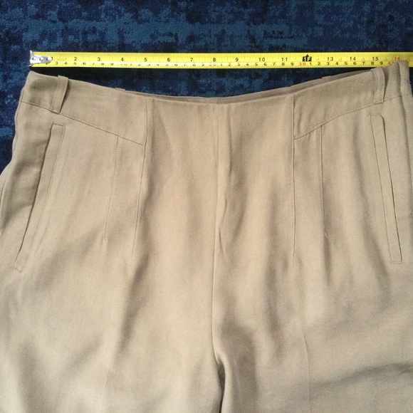 Promod UK Dress Pants Trousers Beige Linen Blend Camel Flowy Ankle 32 Waist - Picture 9 of 14